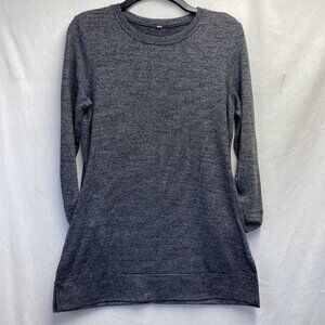 Casual Soft Long Sleeve Crew Neck T-Shirts Women Small Gray Side Slit W/Pockets